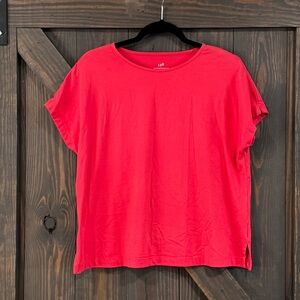 J. Jill‎ Women’s Luxe Supima Relaxed Tee Red Size Medium